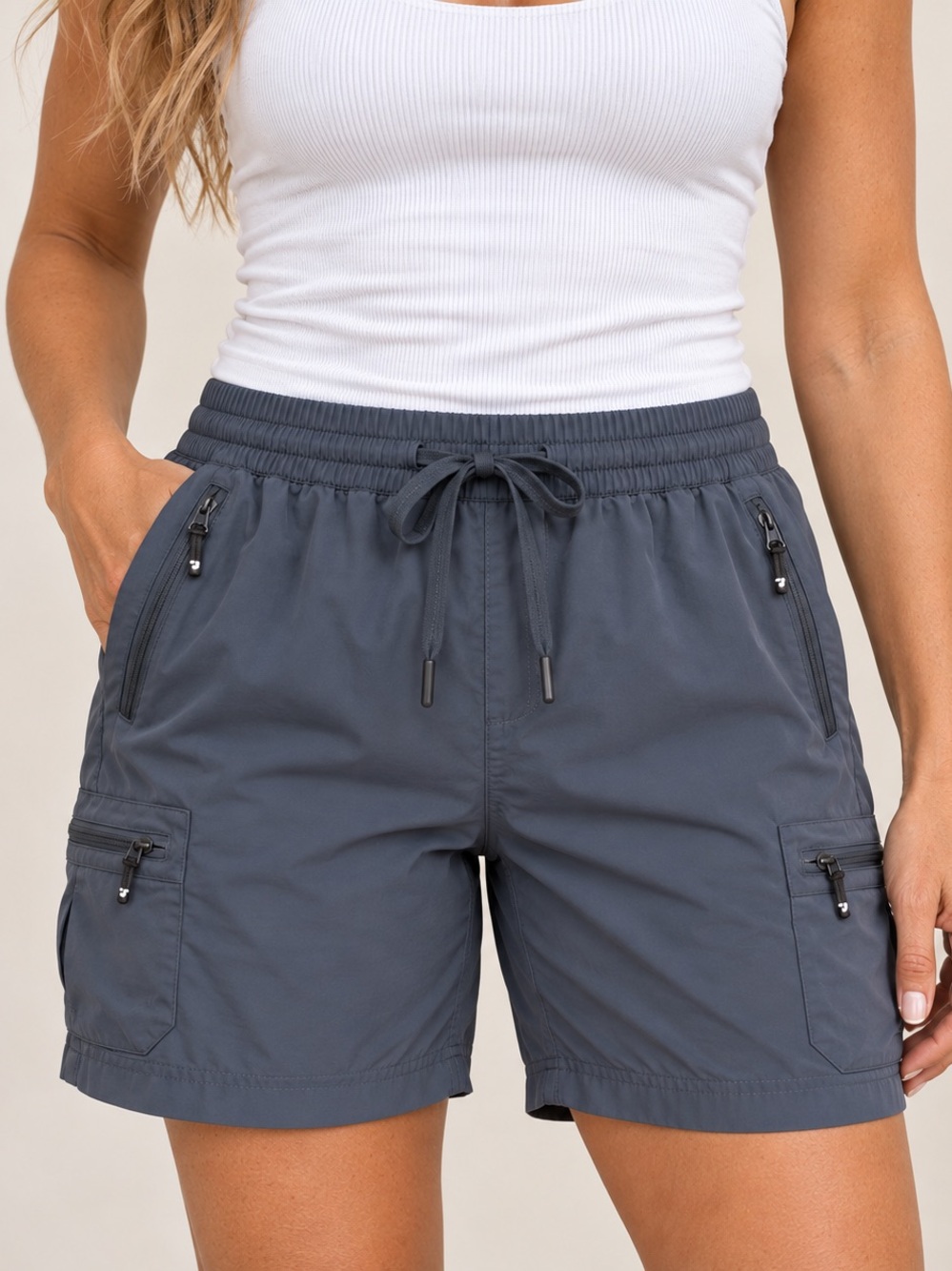 Lightweight Hiking Cargo Shorts 4 Zip Pockets